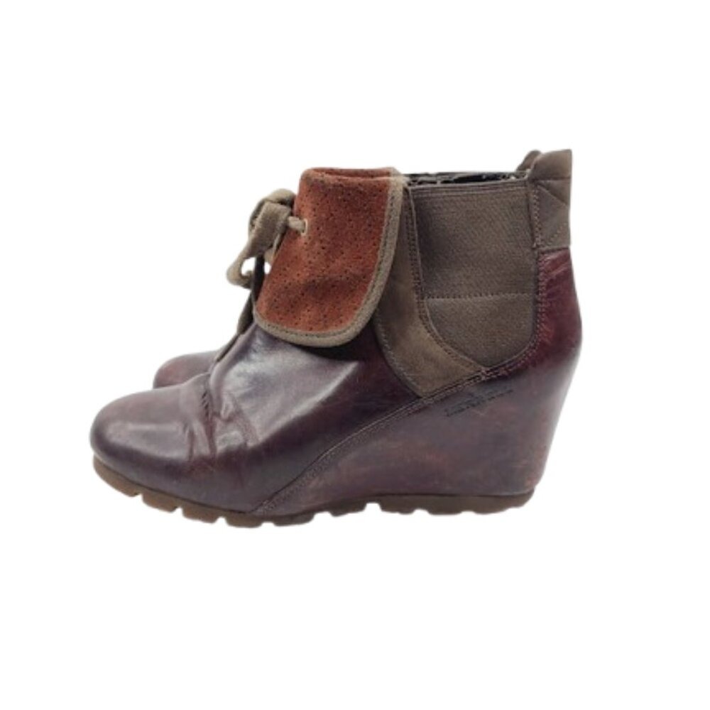 Merrell Women's Burgundy Cinnamon Smooth Leather Wedge Ankle Winter Bootie 7.5